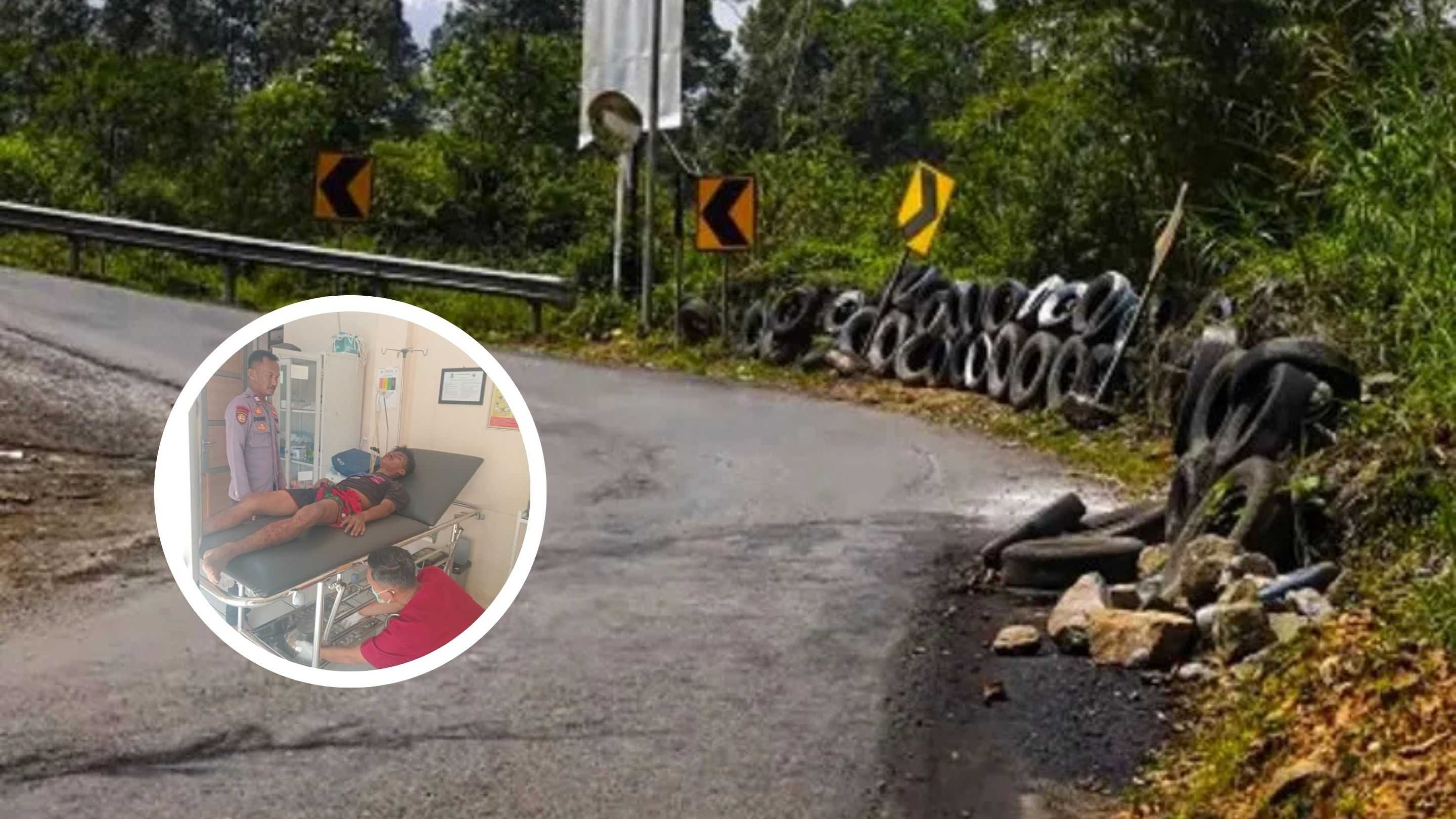 Diduga Alami Masalah Rem, Truk Angkut Beras Terjun ke Sungai di Tanjakan Panganten Garut
